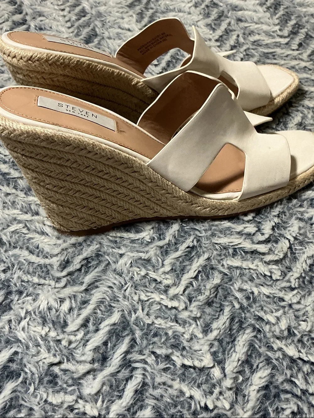 Steven New York Pacen Wedge Sandal Cream White Wedge Espadrille Slides